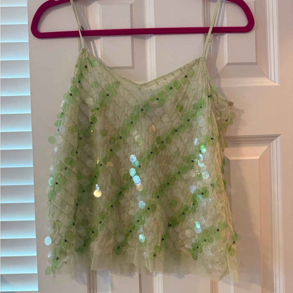 NWT J. Crew Light Green Sequin Camisole